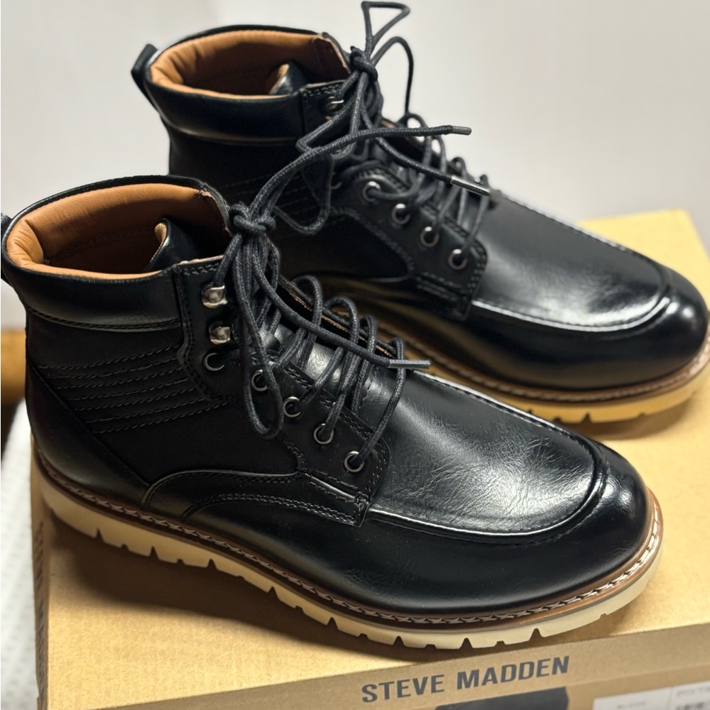 Mens Steve Madden Black Chukka  P-Bleekr Moto Boots 9.5 NWT